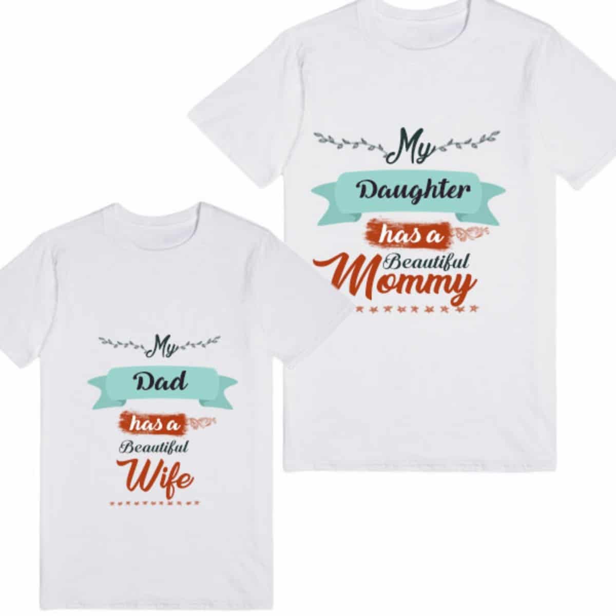 Dad daughter matching tshirt white printed design comfortable special occasion wear