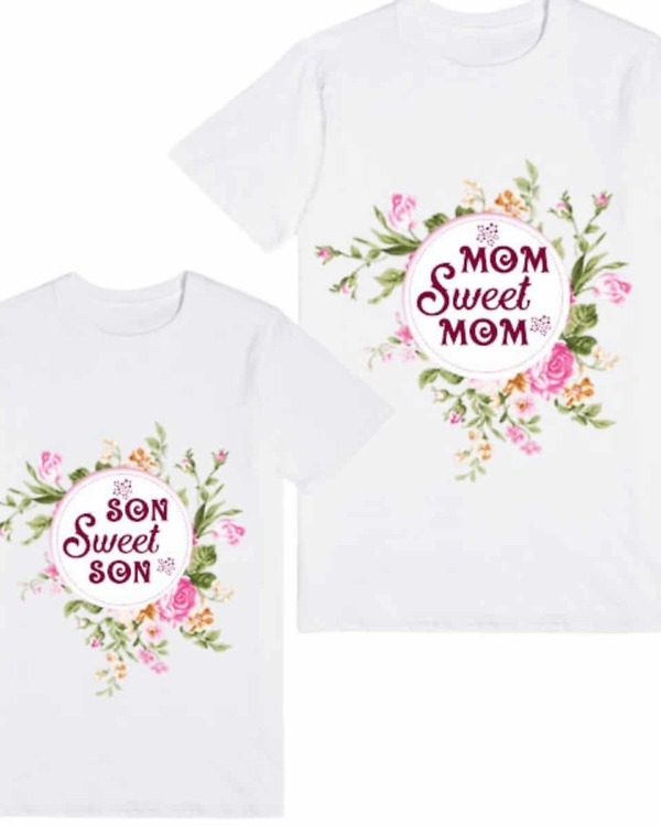 Mother son matching tshirt white sweet quote print comfortable special occasion wear
