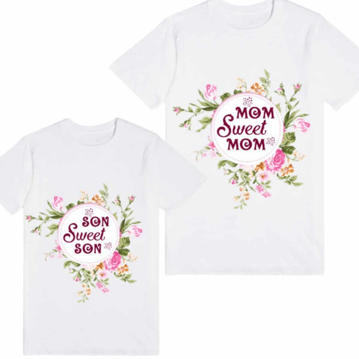 Mother son matching tshirt white sweet quote print comfortable special occasion wear