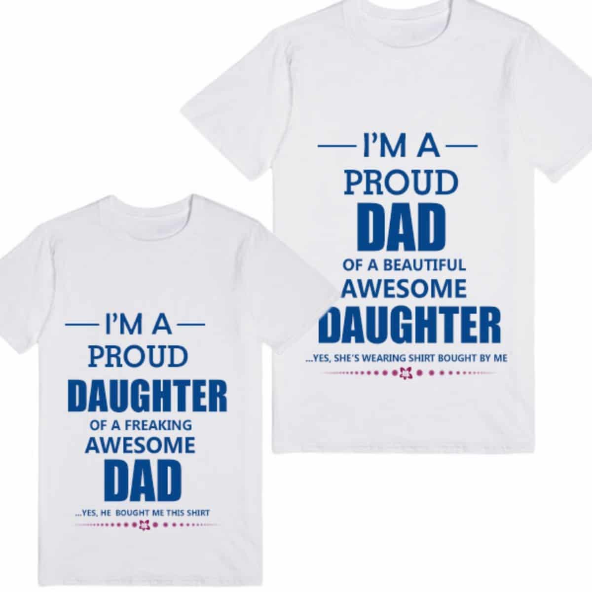 Daddy and baby matching tshirt white message print comfortable special occasion wear