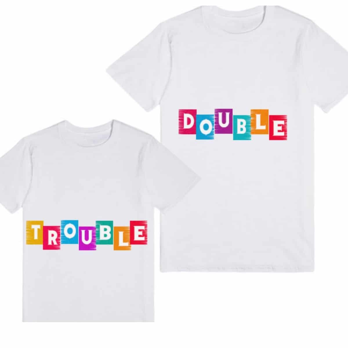 Kids sibling tshirt double trouble white print comfortable special occasion wear