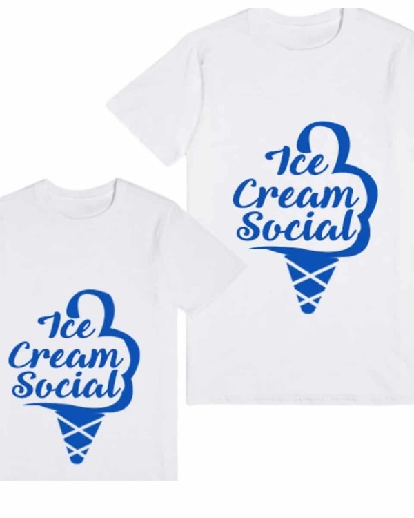 Kids sibling tshirt ice cream theme white print comfortable special occasion wear