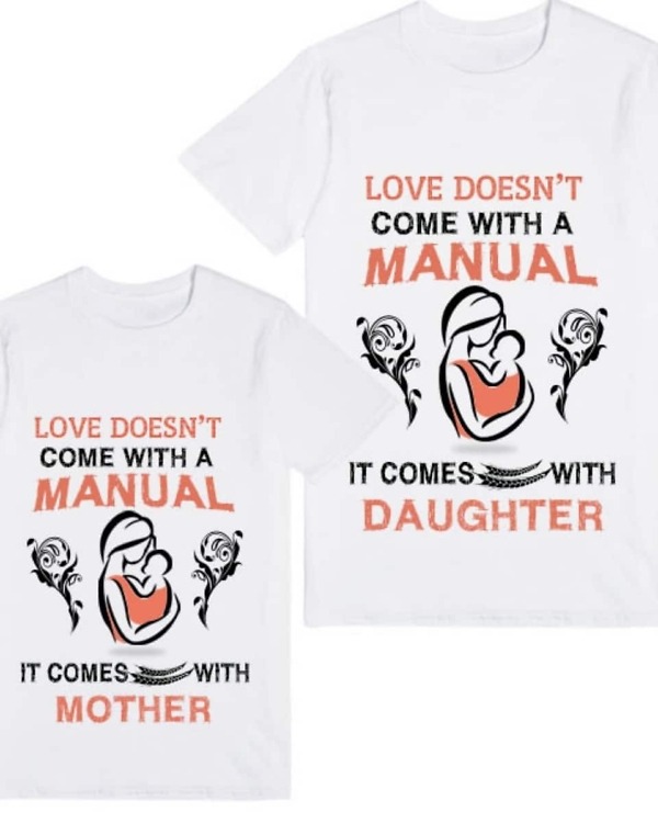 Mother daughter matching tshirt white printed design comfortable special occasion wear