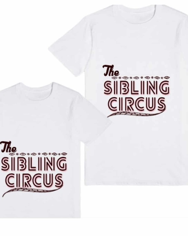 Kids sibling tshirt circus theme white print comfortable special occasion wear