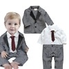 Handsome infant tuxedo tie romper onesie with matching waistcoat 2-piece suit, stylish for weddings or gifting