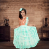 Half saree style gown for baby girl, stylish indo western outfit for wedding