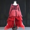 Baby girl maroon high low dress floral design stylish wedding occasion wear