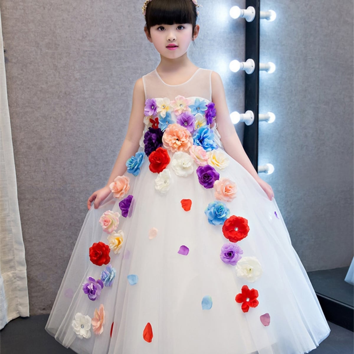 Sleeveless toddler flower girl dress, stylish party outfit