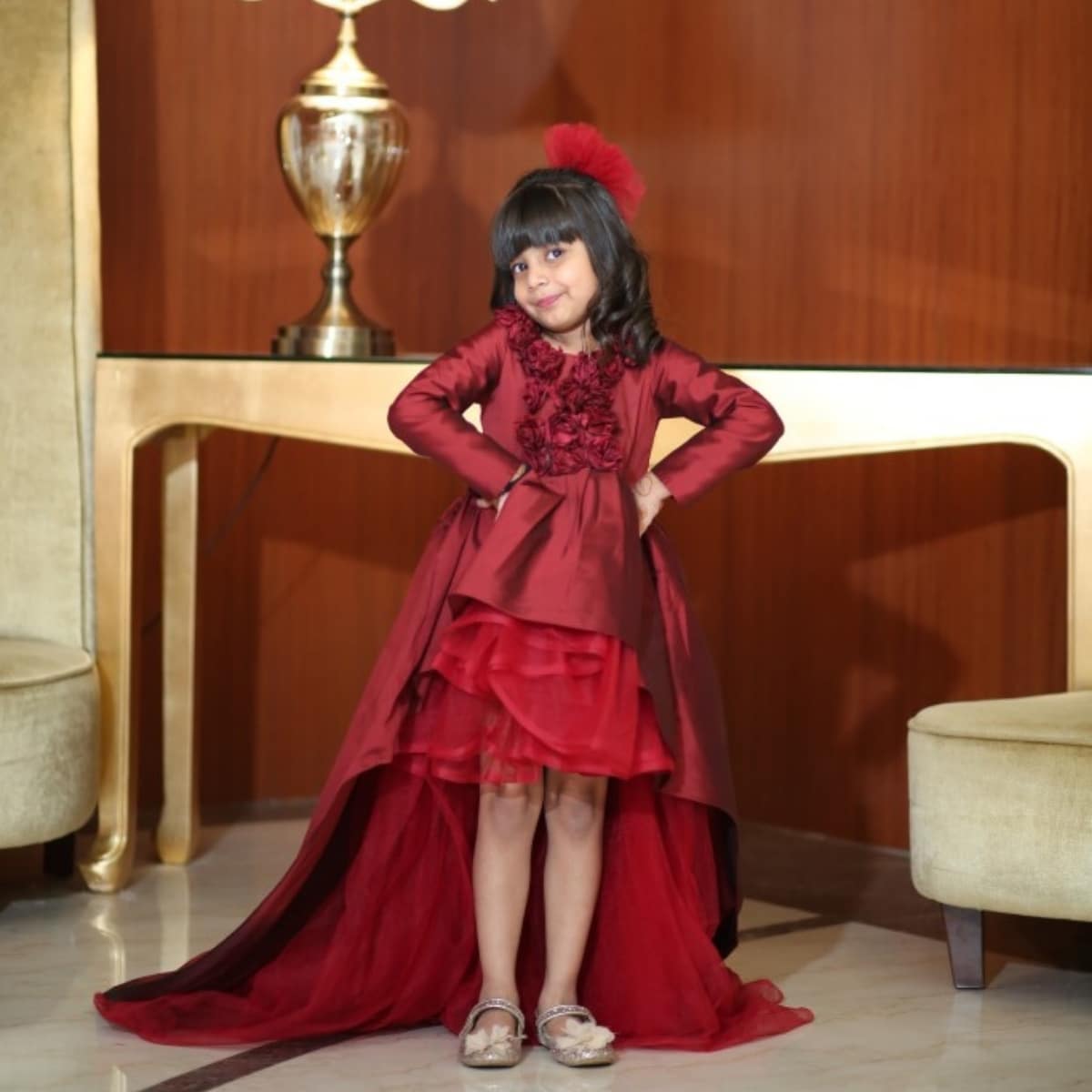 High-low long birthday gown, girls party outfit, cute and stylish
