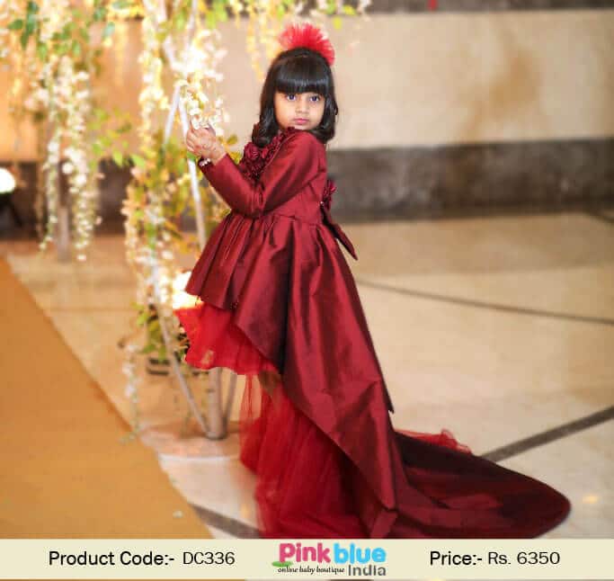 High-low long birthday dress, girls festive party gown, stylish look