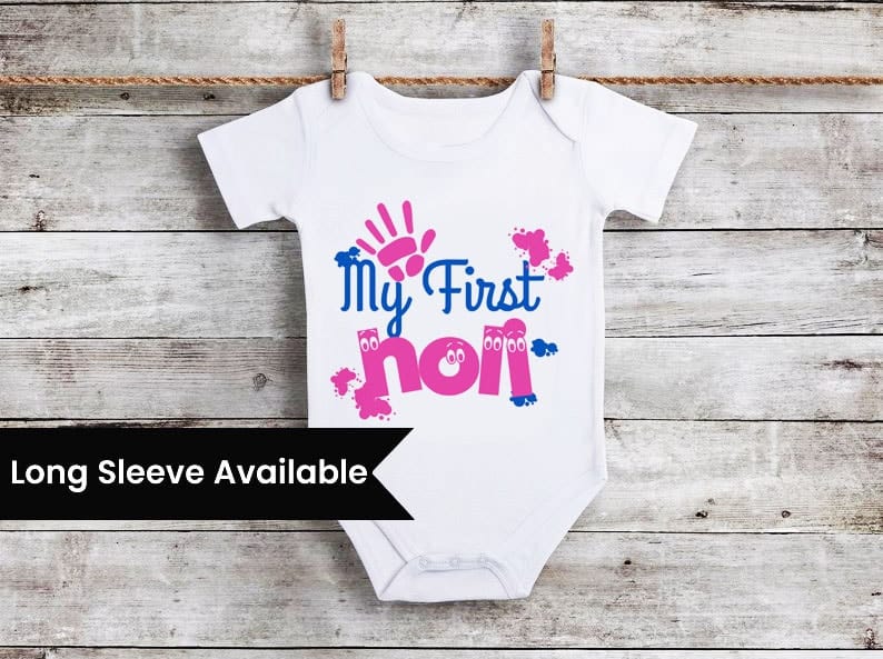 Newborn personalized first Holi romper, cute festival wear
