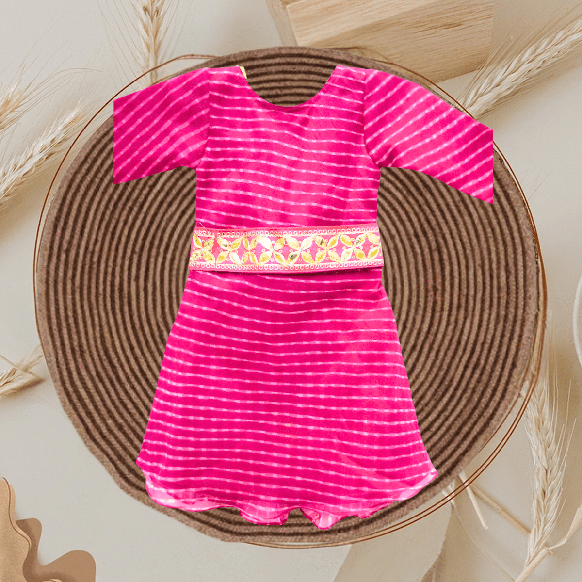 Lehariya dress for baby girl, traditional Rajasthani outfit for festive wear