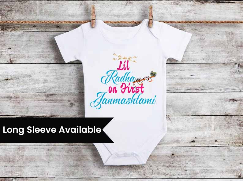Baby first Janmashtami romper yellow Krishna theme festive outfit comfortable gift