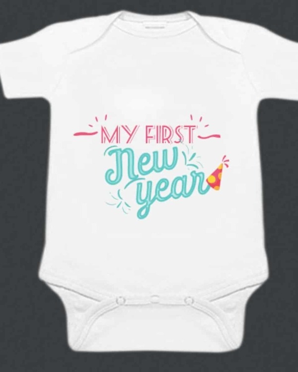 Baby first new year onesie white festive print comfortable celebration outfit gift