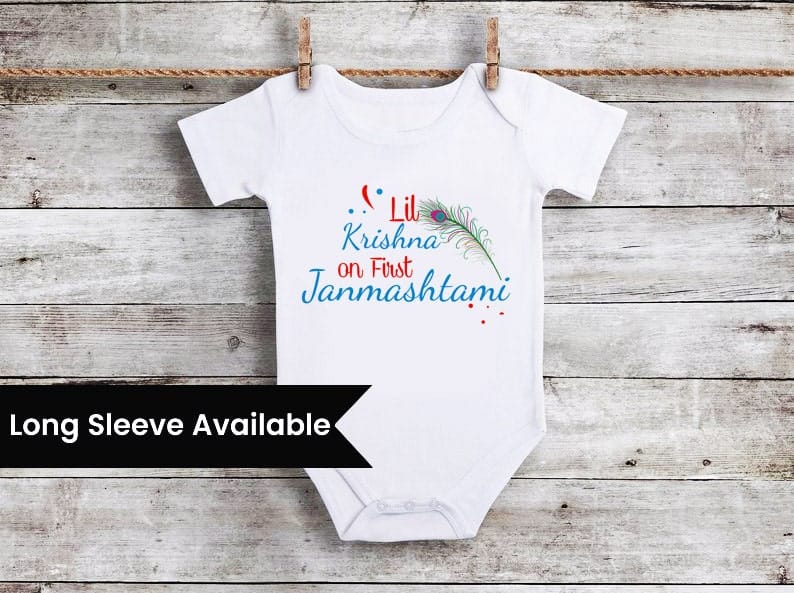Personalized baby Krishna Janmashtami romper yellow festive print comfortable celebration wear
