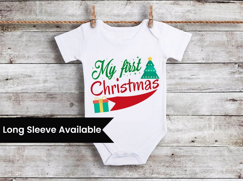 Baby first Christmas onesie white festive design comfortable holiday wear cute