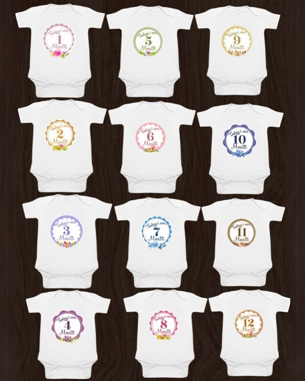 Month-by-month milestone baby rompers, comfortable birthday wear