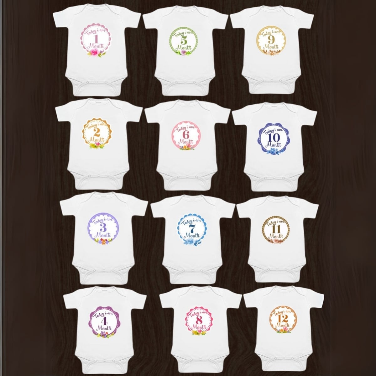 Month-by-month milestone baby rompers, comfortable birthday wear