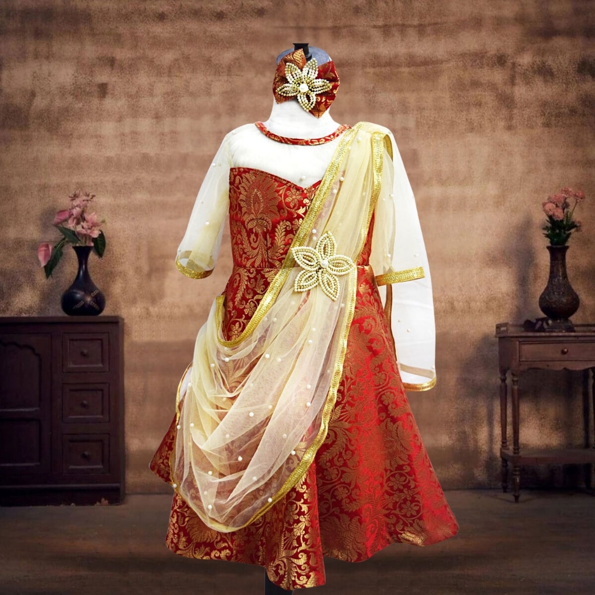 Indo-western gown for baby girl, stylish festival outfit