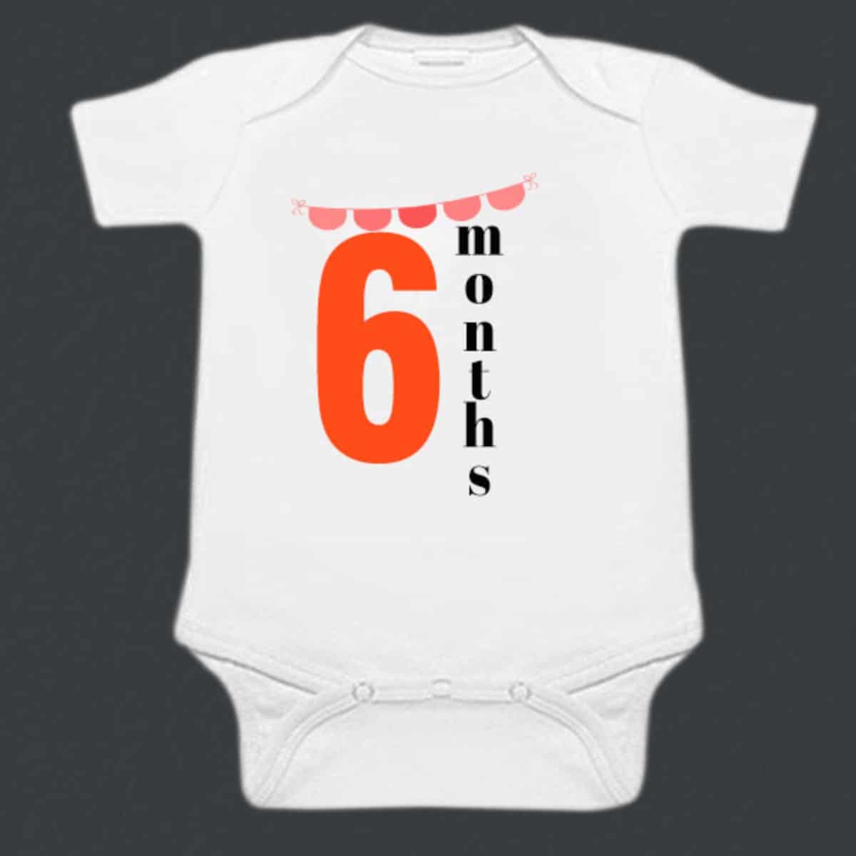 6-month baby birthday onesie, infant, birthday party, cute and comfy