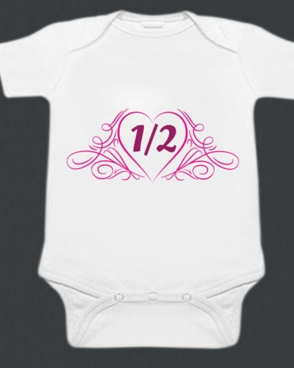 Baby half birthday onesie white printed design cute comfortable celebration outfit