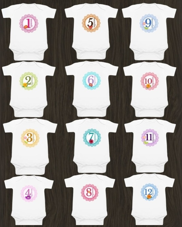 Baby 12-month bodysuits, cute everyday festive wear