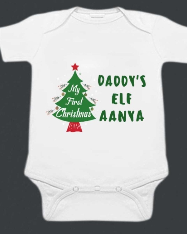 Baby Christmas onesie red festive print comfortable holiday outfit cute gift