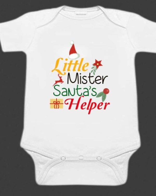 Newborn baby Christmas onesie white festive print comfortable holiday outfit cute gift