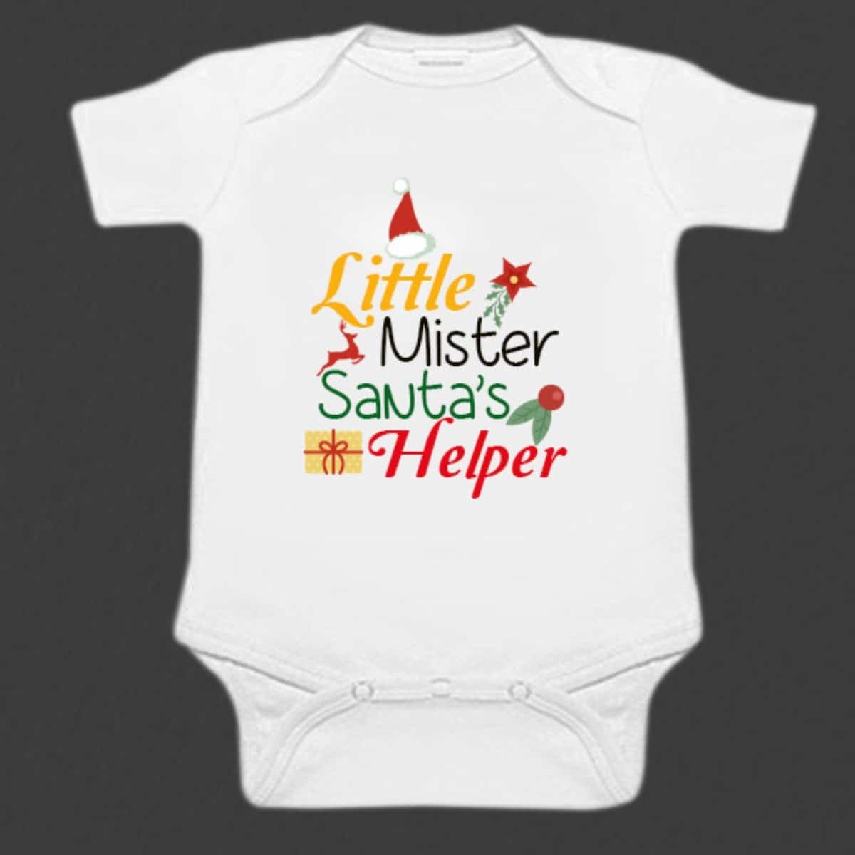 Newborn baby Christmas onesie white festive print comfortable holiday outfit cute gift