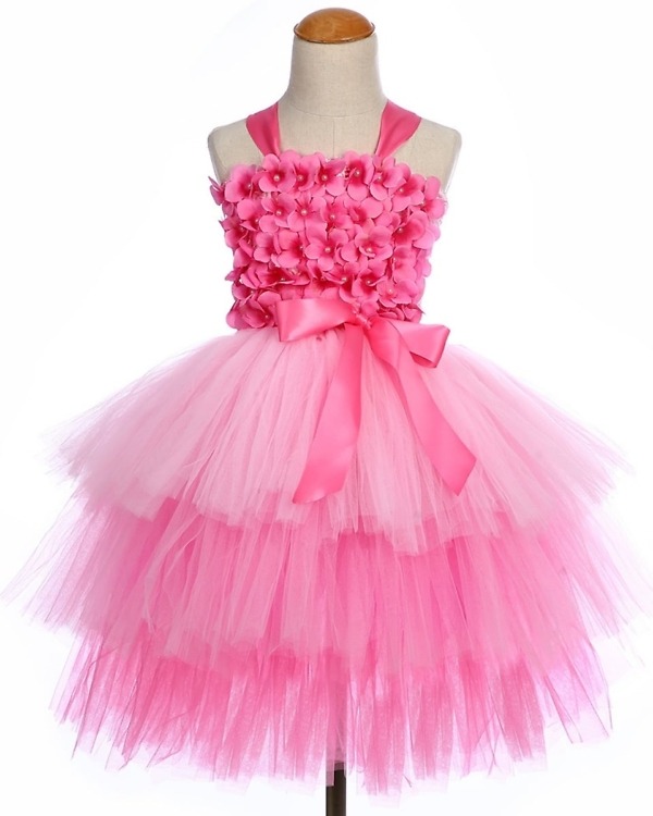 Pink first birthday tutu dress for baby girls, cute milestone wear