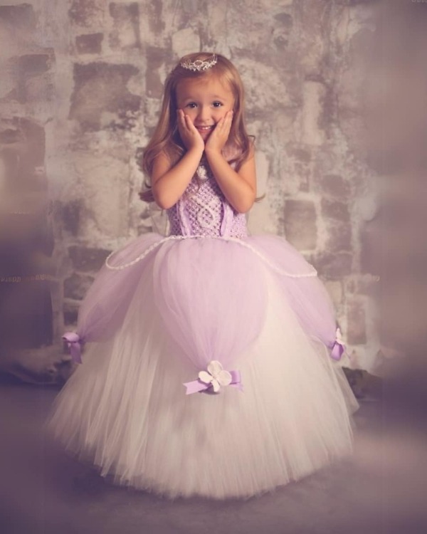 Princess Sofia first birthday party dress, baby girl cute outfit