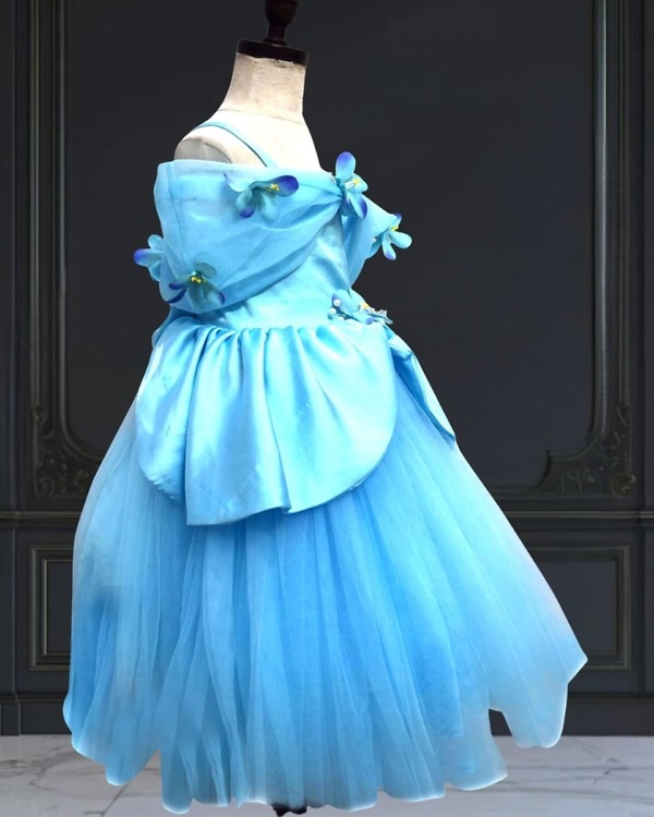 Beautiful blue gown for baby girl suitable for birthday party and special occasion wear