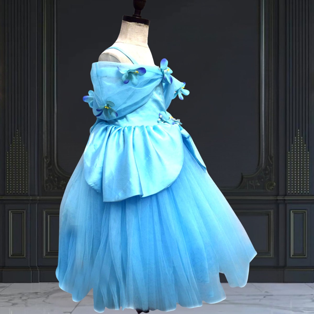 Beautiful blue gown for baby girl suitable for birthday party and special occasion wear