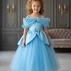 Blue Birthday Gown for Baby Girl - Off Shoulder Frocks/Dresses