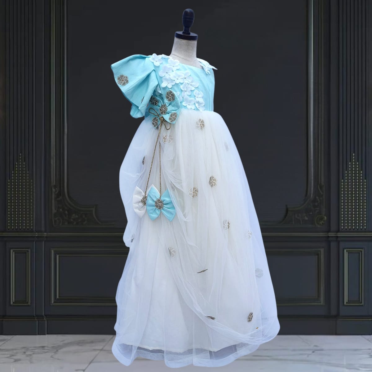 Kids girls Indian wedding gown, stylish festive celebration dress
