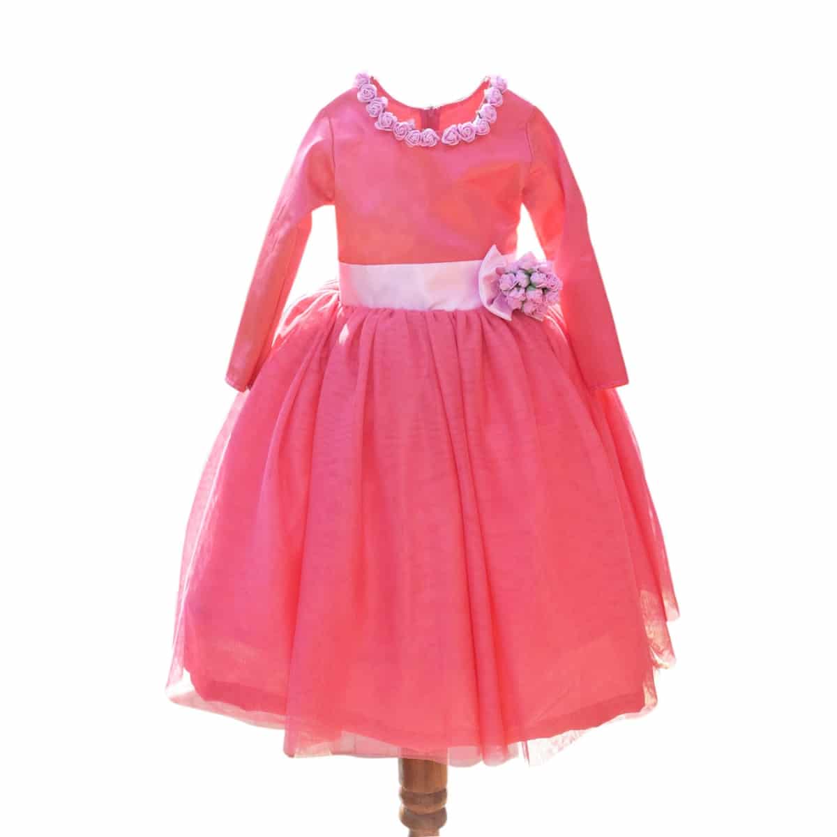 Pink baby girl party frock, stylish birthday or festive outfit