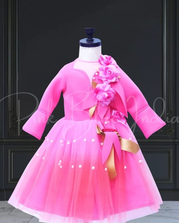Girl’s scuba lycra birthday party gown, stylish festive outfit