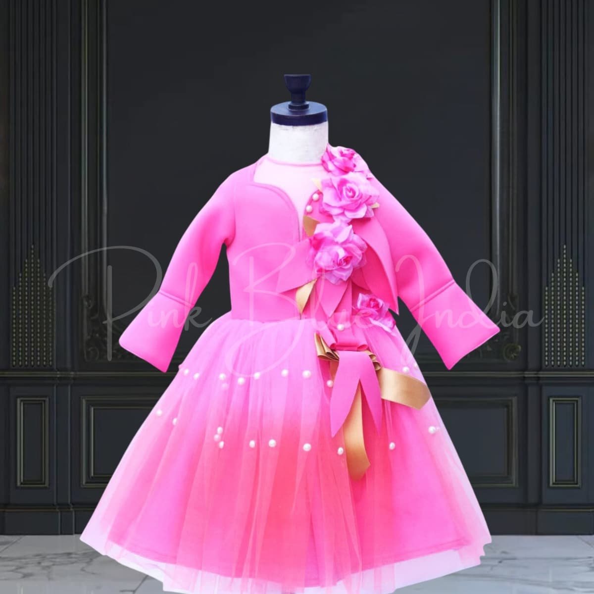 Girl’s scuba lycra birthday party gown, stylish festive outfit