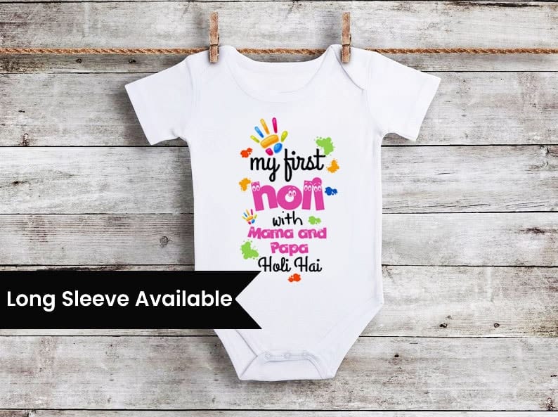 First Holi romper for baby boys and girls, playful festival outfit, cute