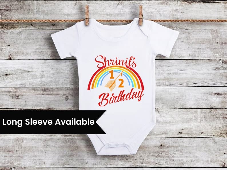 Six month printed birthday onesie for baby cute celebration wear outfit