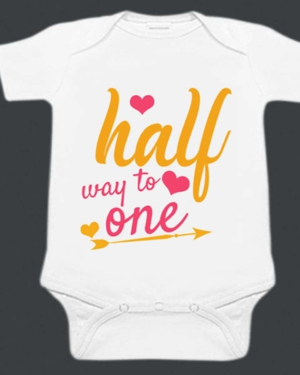 Halfway to one baby onesie, stylish birthday milestone wear