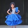 Stylish blue party frock for kid girls, cute birthday outfit