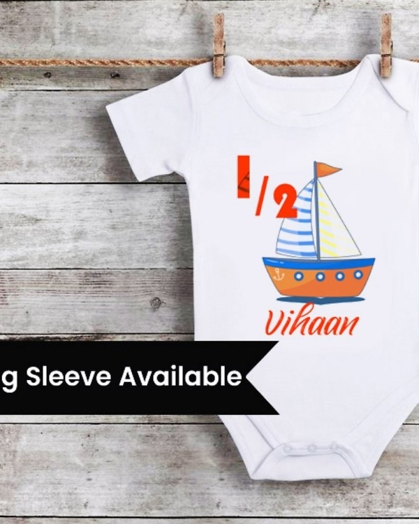 Nautical anchor romper for baby cute half birthday celebration outfit