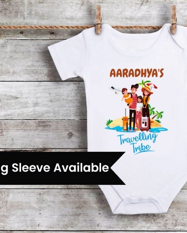 Personalized holiday romper for baby cute travel themed gift outfit
