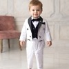 Baby boy black white tailcoat 5 piece suit for wedding stylish royal kids ceremony outfit