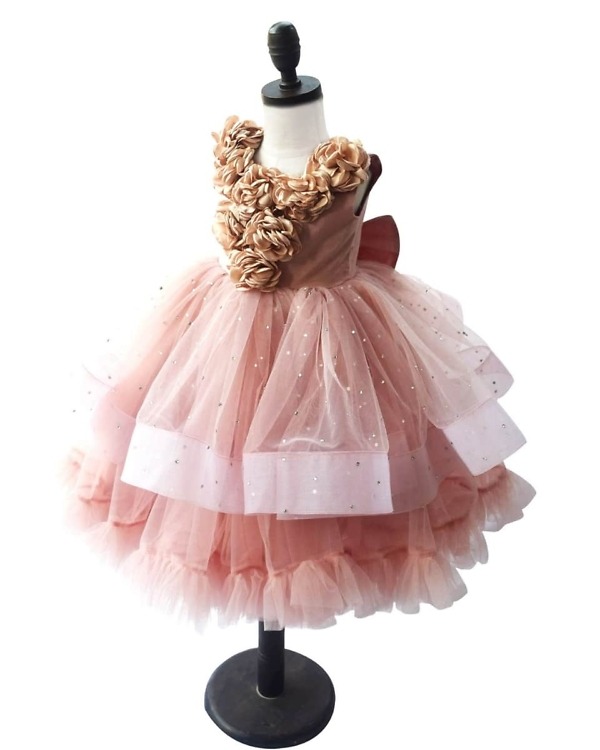 Beige flower girl dress, cute wedding and party outfit