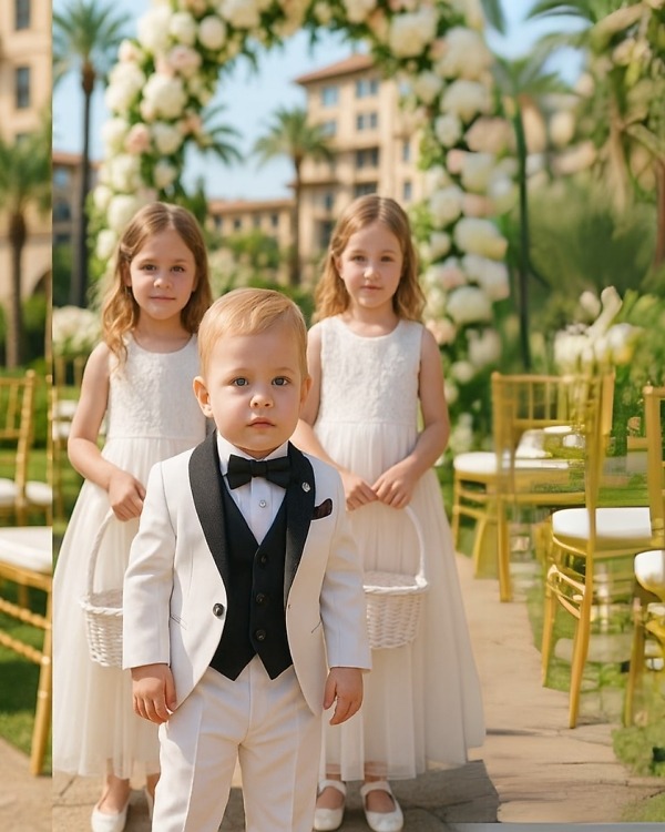Formal tailcoat suit for boys, stylish royal outfit for weddings and parties