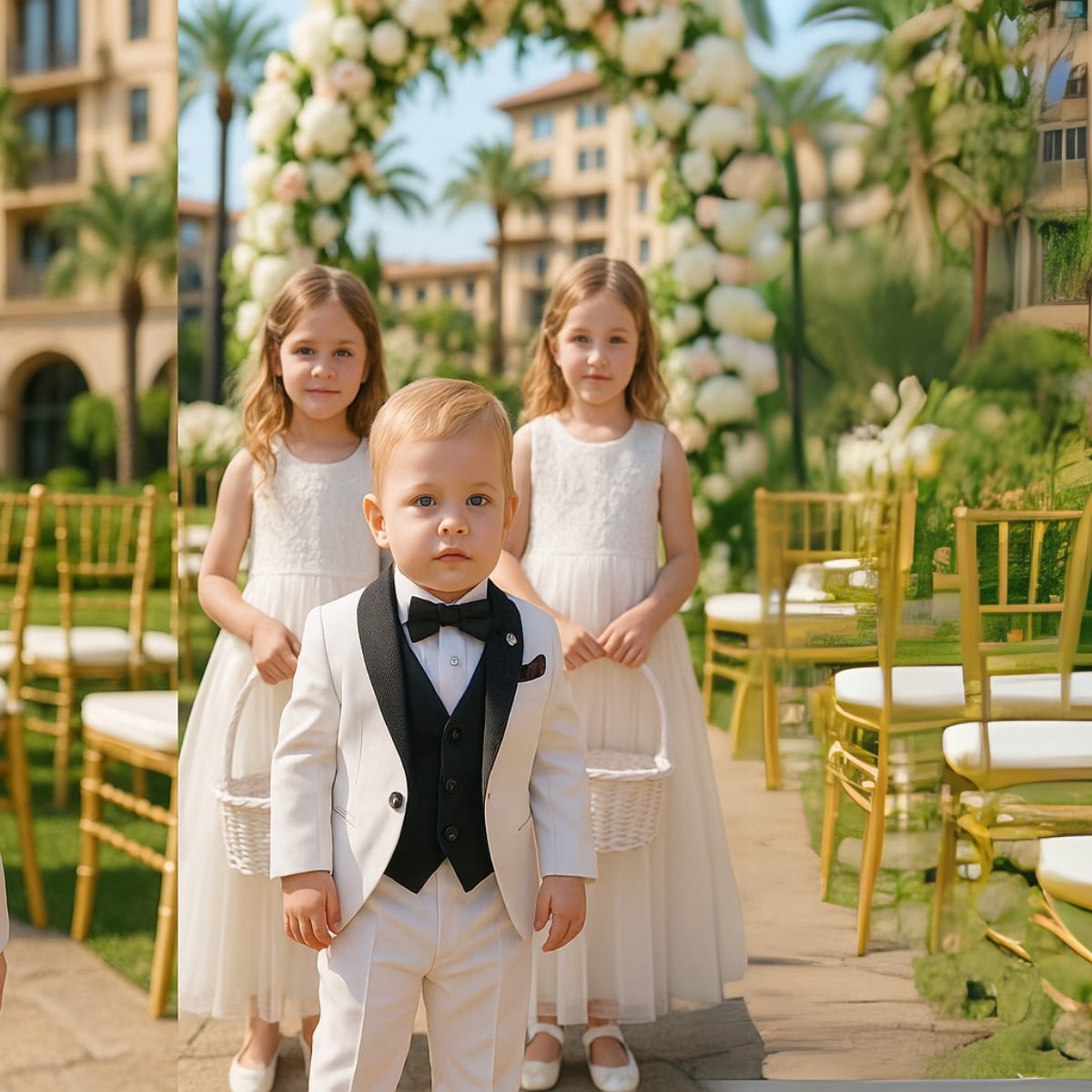 Formal tailcoat suit for boys, stylish royal outfit for weddings and parties