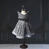 Silver grey flower girl dress, girls party outfit, elegant and festive