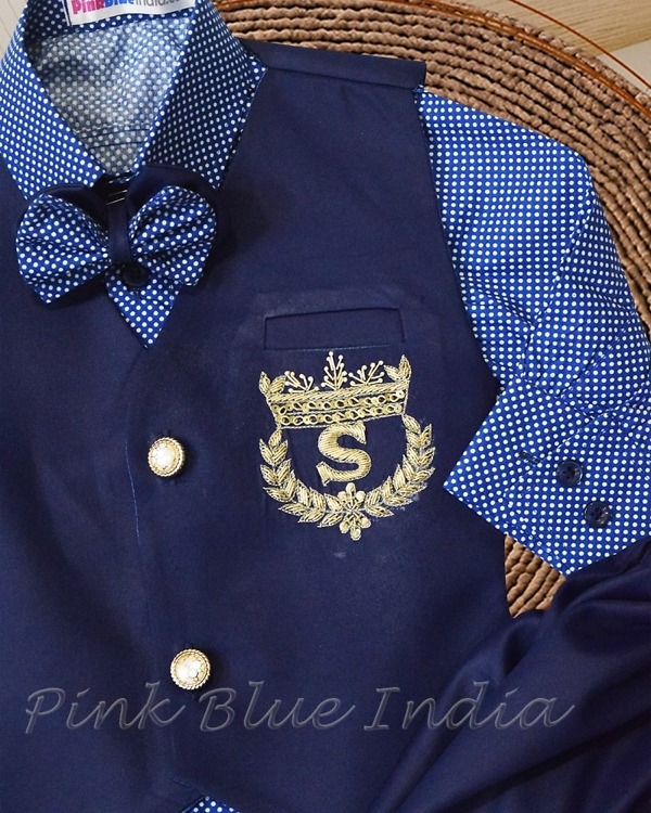 Baby boy waistcoat outfit set in classic design, formal wedding wear, stylish look